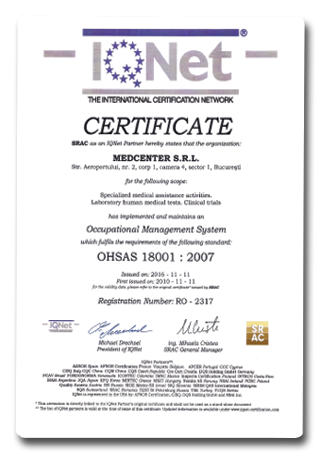 IQNET_Standardul de Management al Sănătății și Securității Operaționale OHSAS 18001:2007